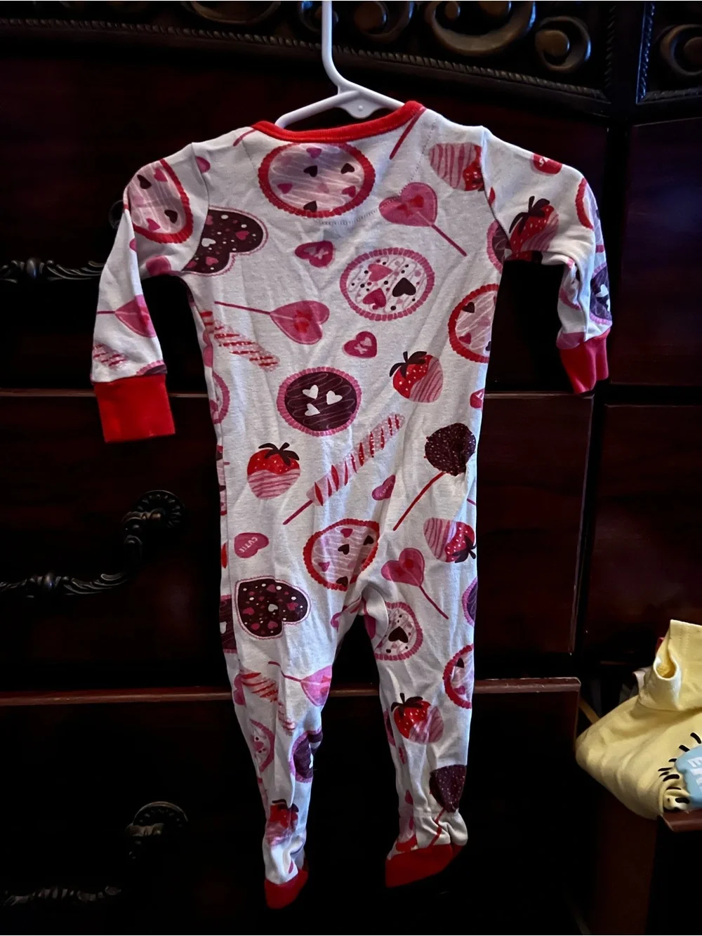 Sweet Hearts Footed One-Piece Pajama - Red & Pink